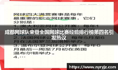 成都网球队荣登全国网球比赛经验排行榜第四名引发热议
